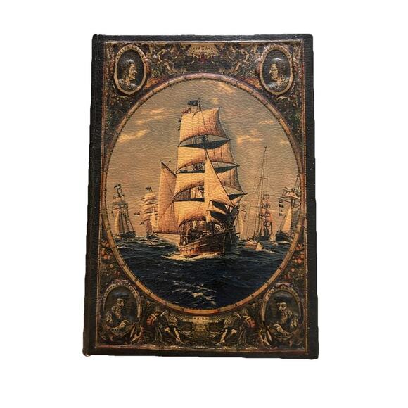 Book Display Ship Hollow Secret Compartment Trinket Box Hide Valuables Nautical - Picture 10 of 11